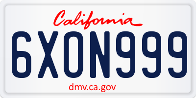 CA license plate 6XON999