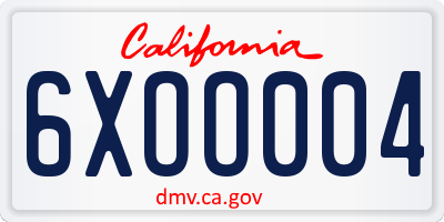 CA license plate 6XOO004