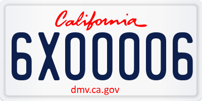 CA license plate 6XOO006