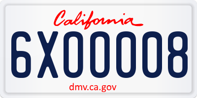 CA license plate 6XOO008