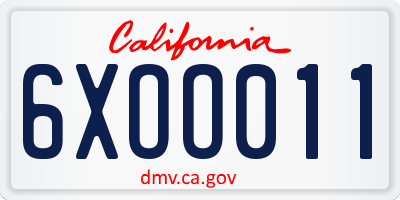 CA license plate 6XOO011