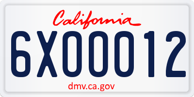 CA license plate 6XOO012