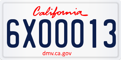 CA license plate 6XOO013