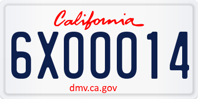 CA license plate 6XOO014