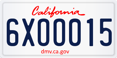 CA license plate 6XOO015
