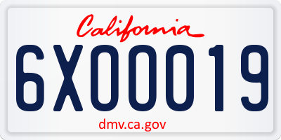 CA license plate 6XOO019