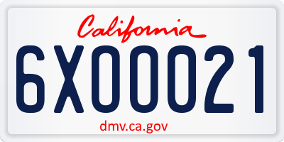 CA license plate 6XOO021