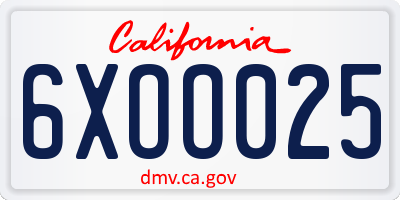 CA license plate 6XOO025