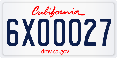 CA license plate 6XOO027