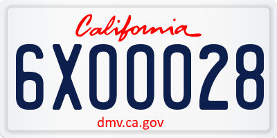 CA license plate 6XOO028