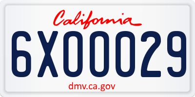 CA license plate 6XOO029