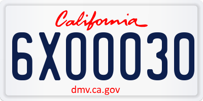 CA license plate 6XOO030