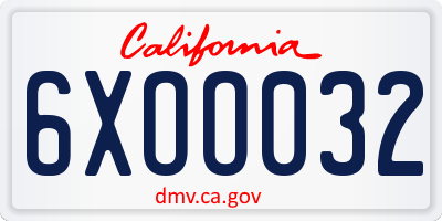 CA license plate 6XOO032