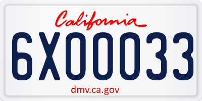 CA license plate 6XOO033