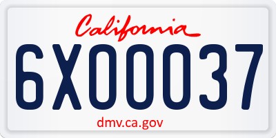 CA license plate 6XOO037