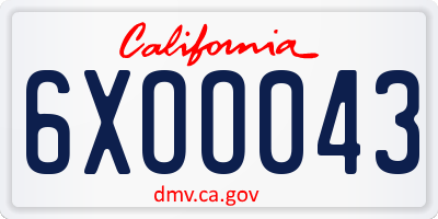 CA license plate 6XOO043