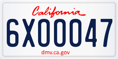 CA license plate 6XOO047
