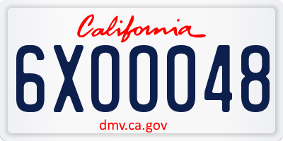 CA license plate 6XOO048