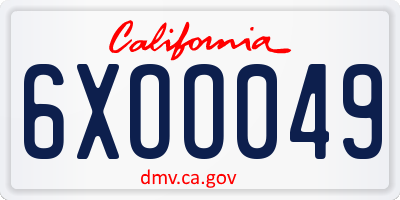 CA license plate 6XOO049