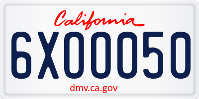 CA license plate 6XOO050