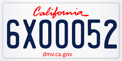 CA license plate 6XOO052