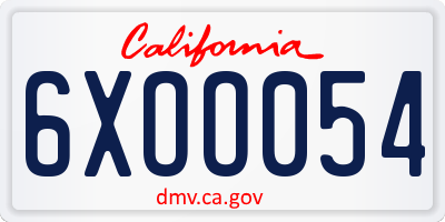 CA license plate 6XOO054