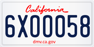 CA license plate 6XOO058