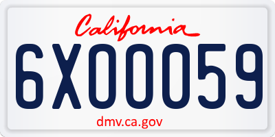 CA license plate 6XOO059