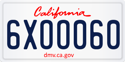 CA license plate 6XOO060