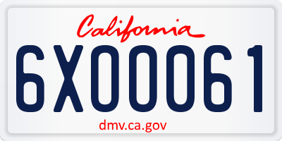 CA license plate 6XOO061