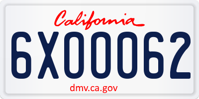 CA license plate 6XOO062