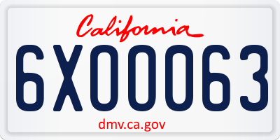 CA license plate 6XOO063