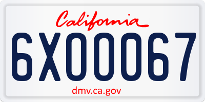 CA license plate 6XOO067