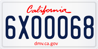 CA license plate 6XOO068