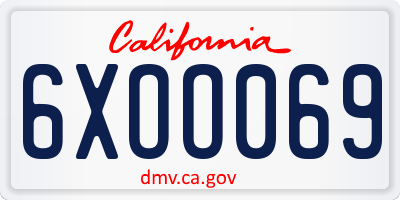 CA license plate 6XOO069