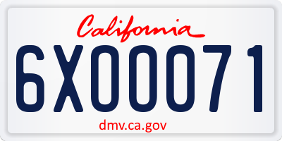 CA license plate 6XOO071