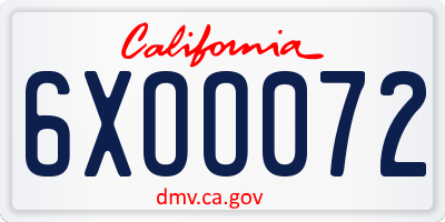 CA license plate 6XOO072