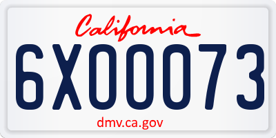 CA license plate 6XOO073