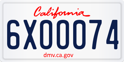 CA license plate 6XOO074