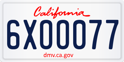 CA license plate 6XOO077