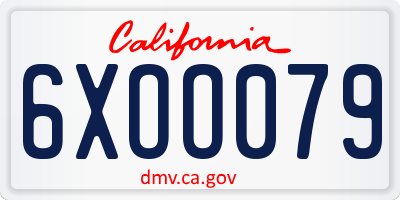 CA license plate 6XOO079