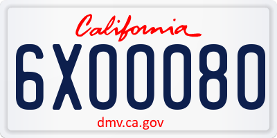 CA license plate 6XOO080