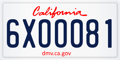 CA license plate 6XOO081