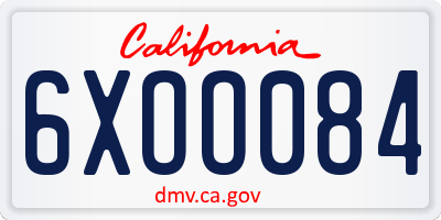 CA license plate 6XOO084