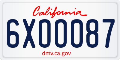 CA license plate 6XOO087