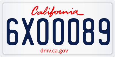 CA license plate 6XOO089
