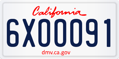 CA license plate 6XOO091
