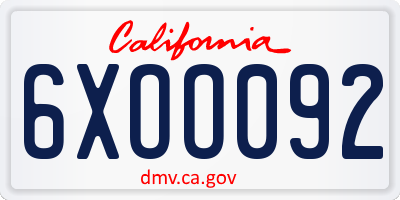 CA license plate 6XOO092