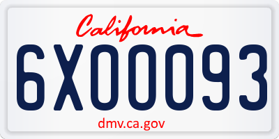 CA license plate 6XOO093
