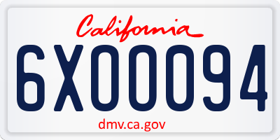 CA license plate 6XOO094